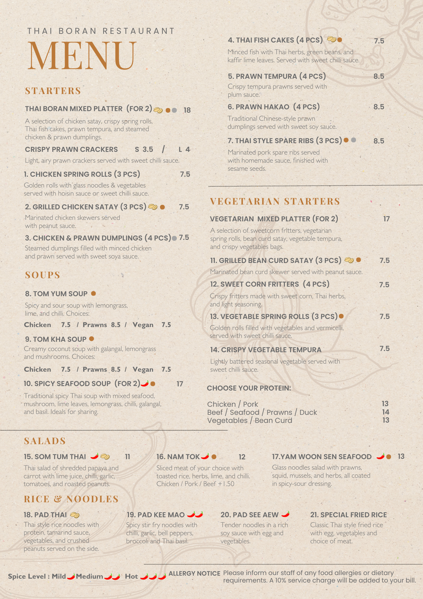 Thai Boran Restaurant Menu - Page 1
